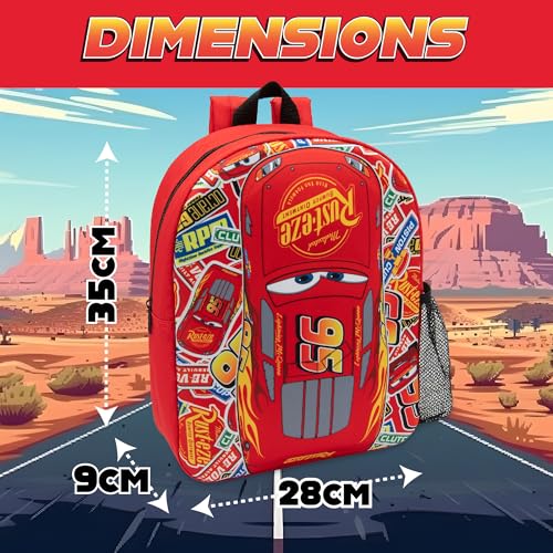 Disney Cars Backpack Kids Lightning McQueen School Bag Childrens Nursery Lunch Rucksack Red 95 - My Little Legends