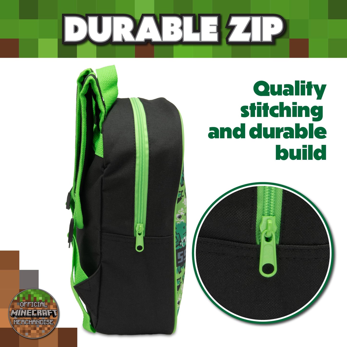 Minecraft Kids Backpack Childrens School Bag with Creeper & TNT Design Print Boys Nursery Rucksack - My Little Legends