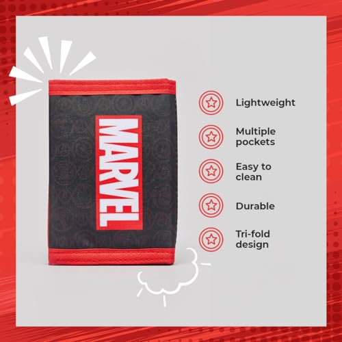 Marvel Avengers Boys Wallet and Keyring Set - Thor, Ironman & Spiderman Trifold wallet with coin purse, card slot and keychain - Boys Gifts (Avengers) - My Little Legends