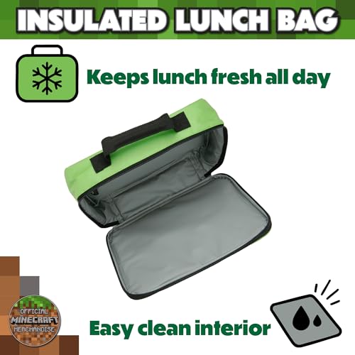 Minecraft Kids Lunch Bag with Insulated Lining Childrens School Lunchbag Cool Box - My Little Legends