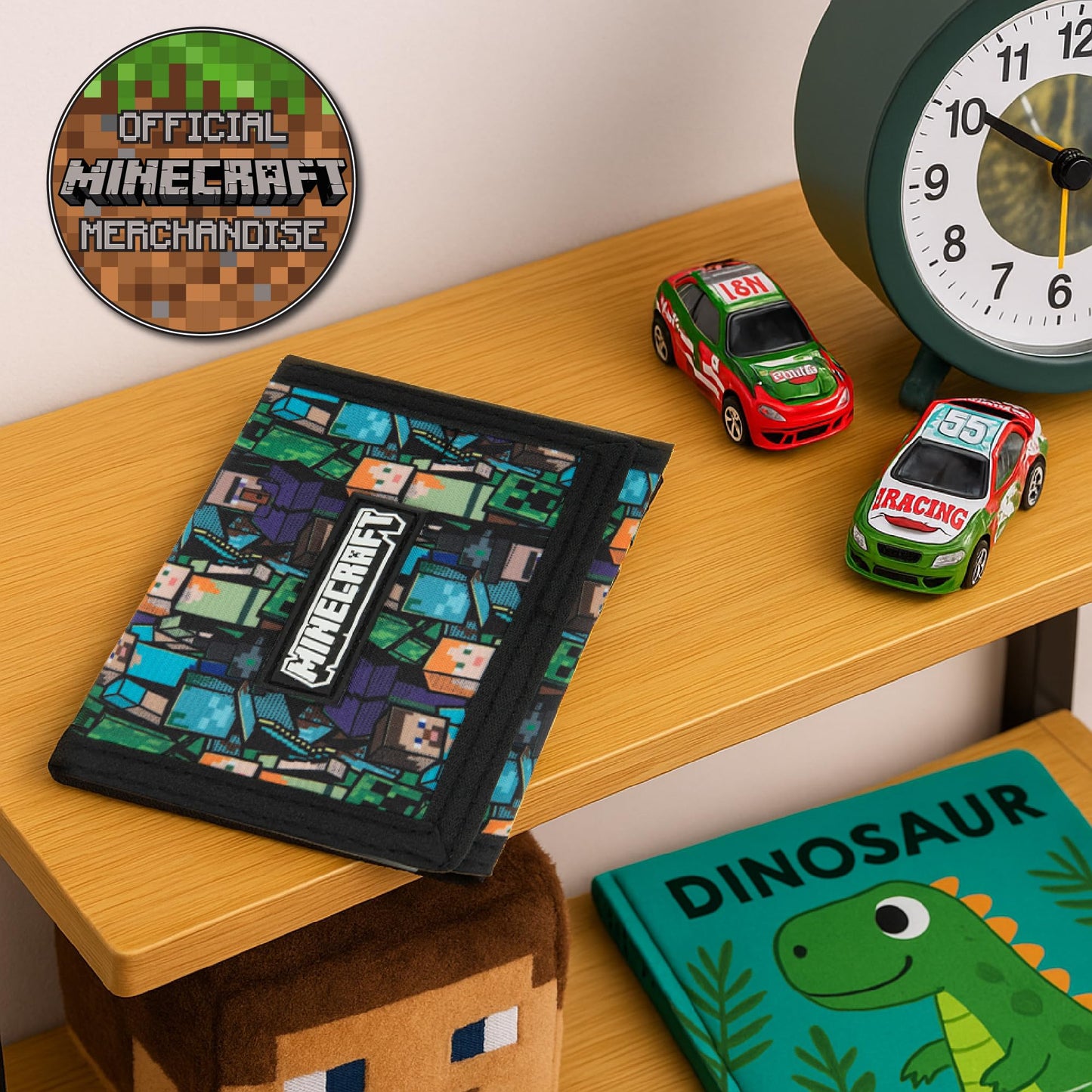 Minecraft Boys Wallet for Kids with Card Slots & Zip Coin Pocket Creeper Gamer Accessories Gaming Gift - My Little Legends