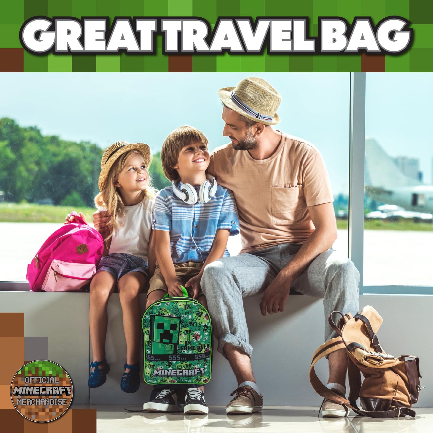 Minecraft Kids Backpack Childrens School Bag with Creeper & TNT Design Print Boys Nursery Rucksack - My Little Legends