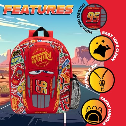 Disney Cars Backpack Kids Lightning McQueen School Bag Childrens Nursery Lunch Rucksack Red 95 - My Little Legends