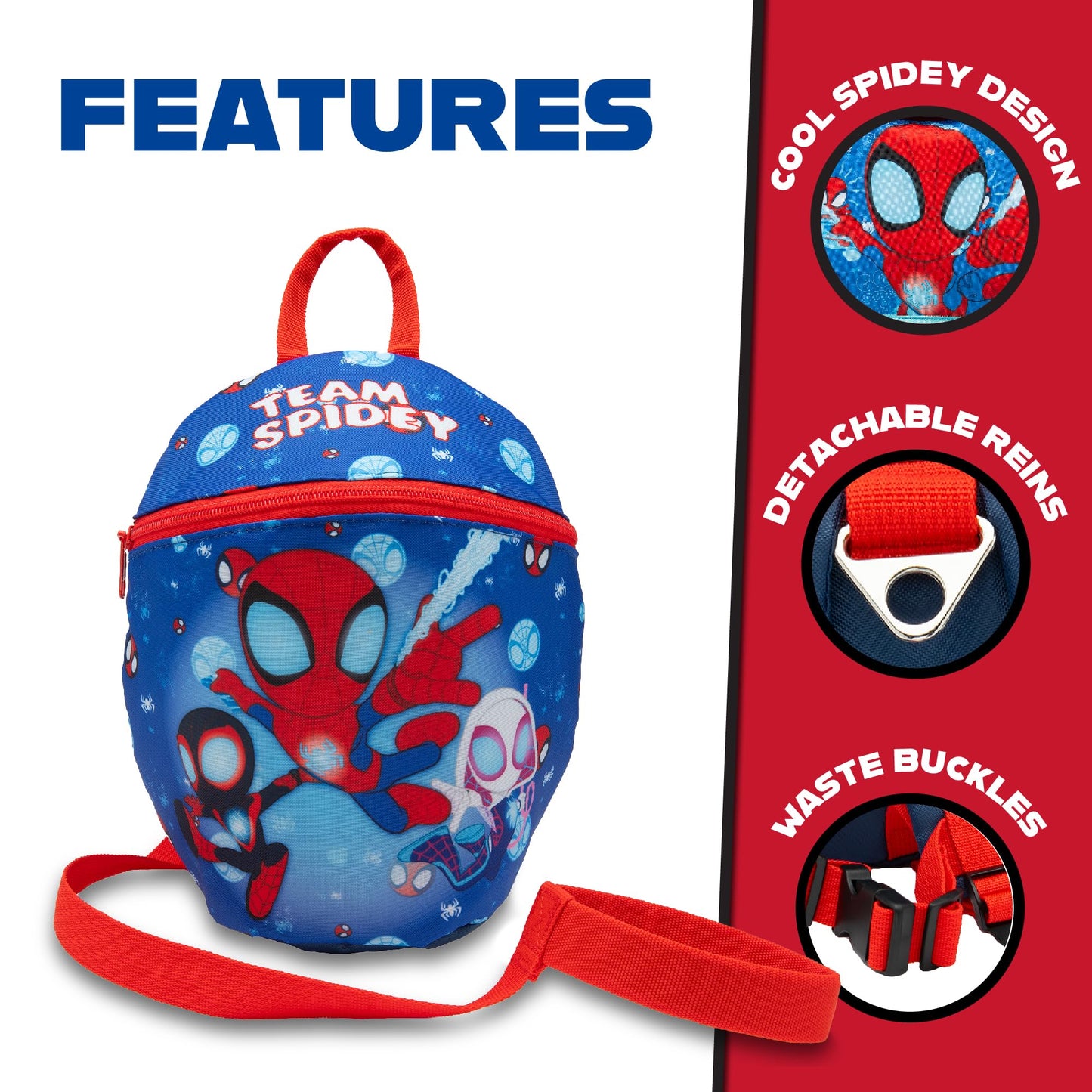 Marvel Spidey And His Amazing Friends Kids Backpack with Reins and Harness Toddler Bag Spiderman Ages 1-3 Years - My Little Legends