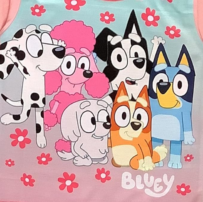 Bluey, Girls 2 Piece Pyjamas Set featuring, Bingo, Chloe, Mackenzie, Lila and Coco, Pink, Age 18 Months - 5 Years - My Little Legends