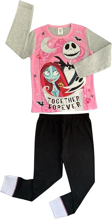 The Nightmare Before Christmas Girls Pyjamas Together Forever, 2 Piece Nightwear Set, Multicoloured Age 5-12 Years - My Little Legends