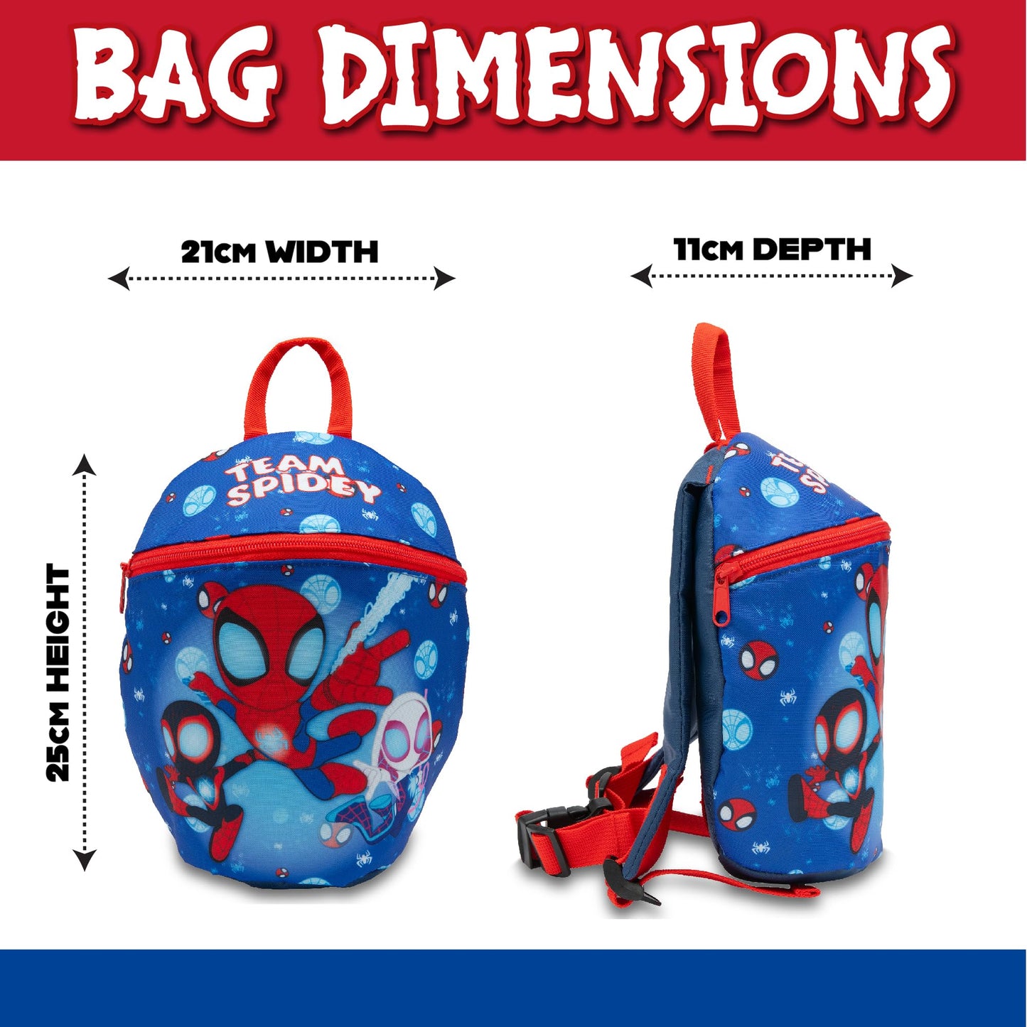 Marvel Spidey And His Amazing Friends Kids Backpack with Reins and Harness Toddler Bag Spiderman Ages 1-3 Years - My Little Legends