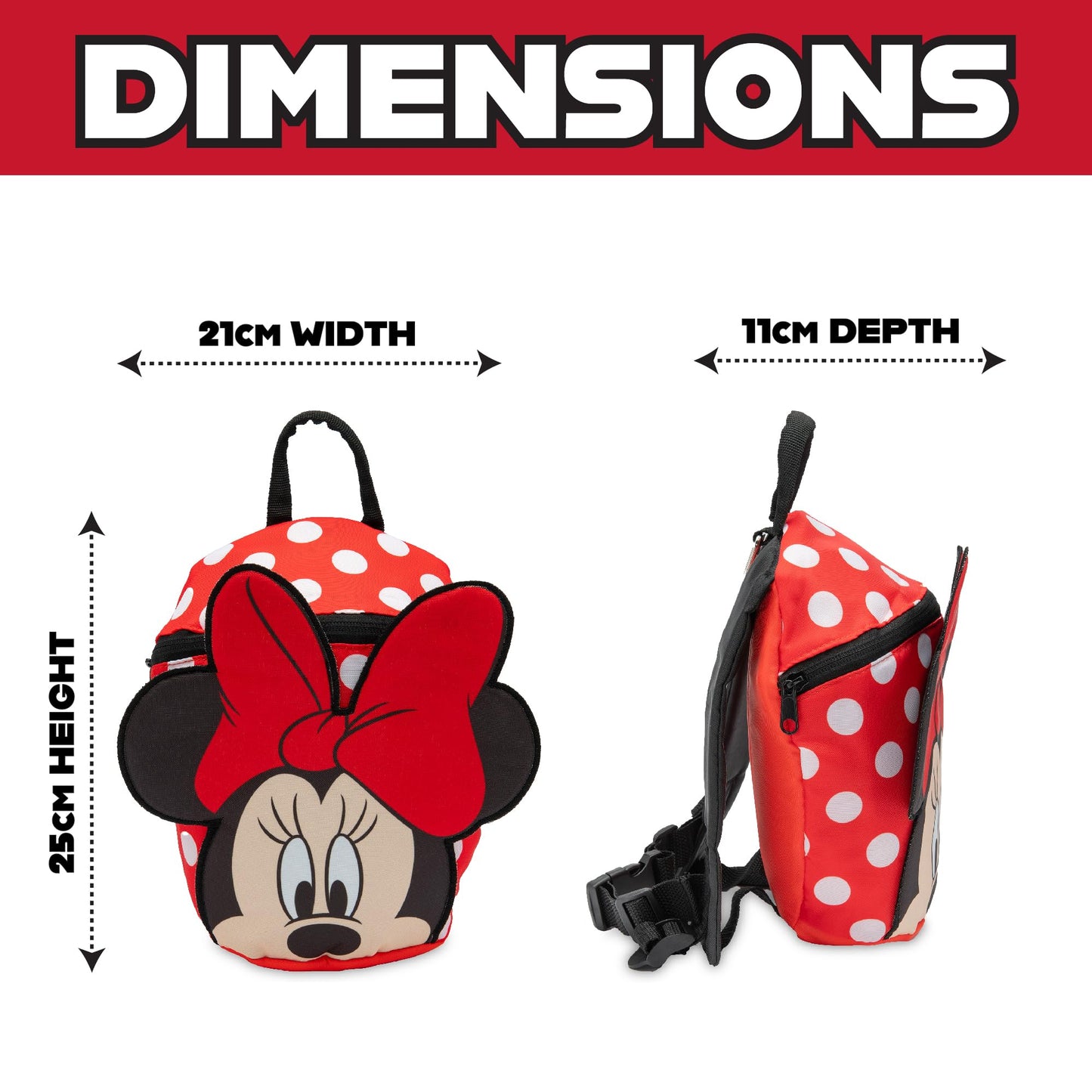 Disney Toddler Backpack with Reins, Minnie Mouse Backpack Reins for Kids, Child Harness Toddler Reins 1-3 Years - Red - My Little Legends