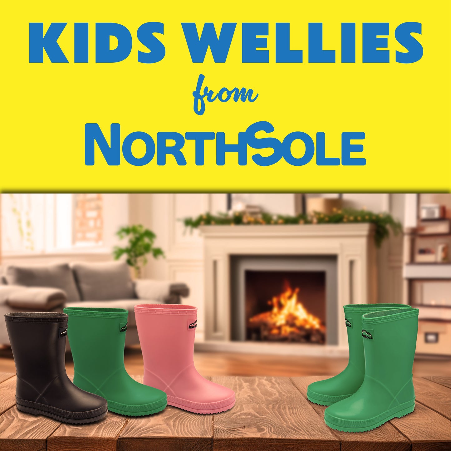 NorthSole Kids Wellies Boys & Girls Wellington Boots Childrens Toddler Welly Sizes 6-2 - My Little Legends