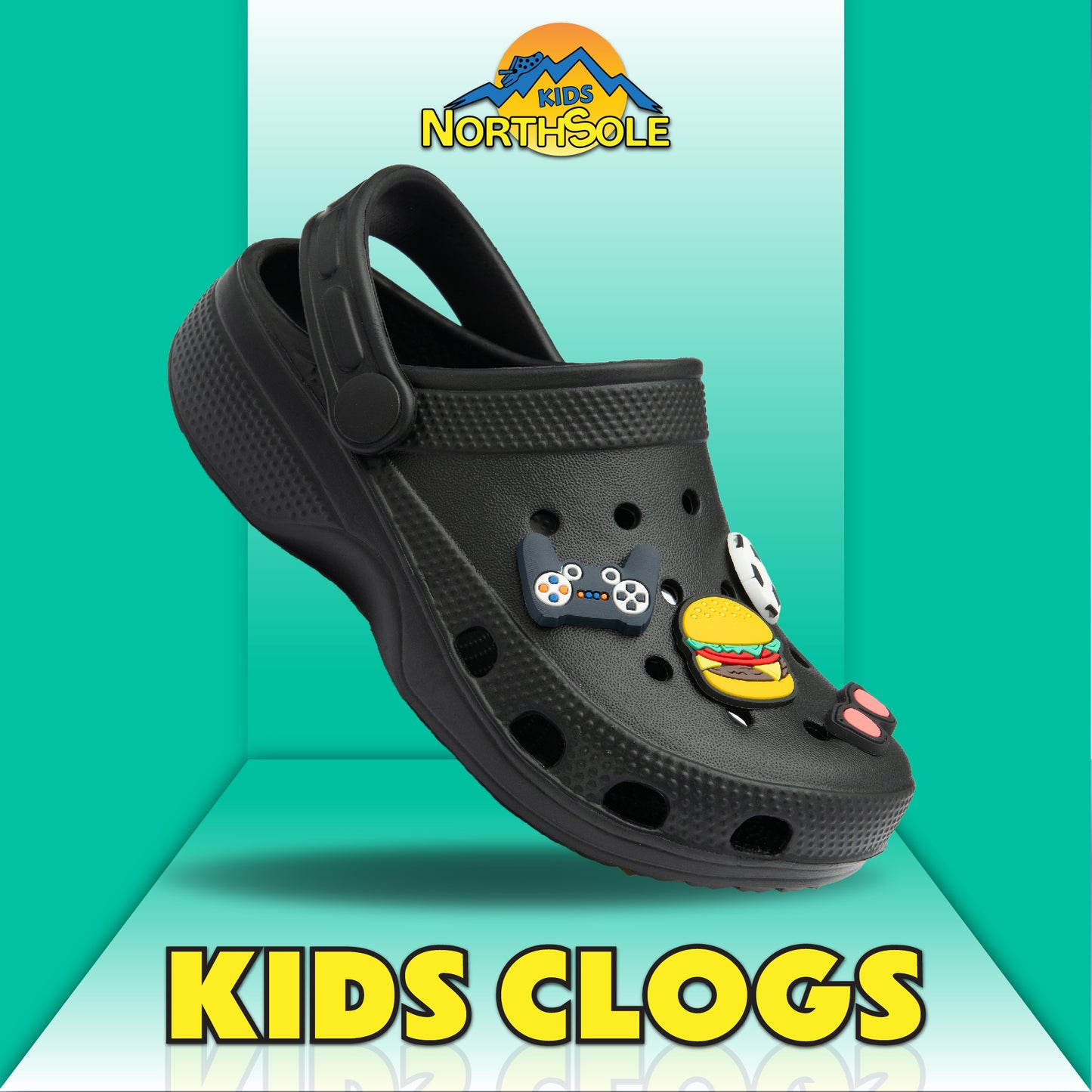 NorthSole Boys Clogs Childrens Sandals with Removable Charms Kids Beach Pool Shoes - My Little Legends