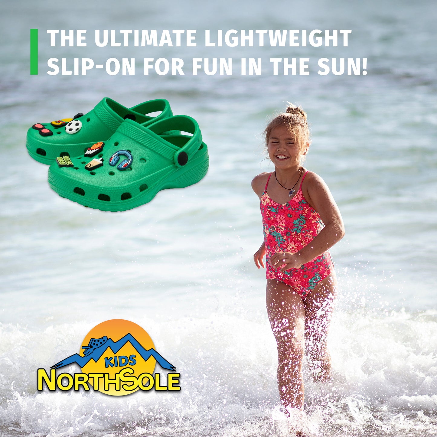 NorthSole Boys Clogs Childrens Sandals with Removable Charms Kids Beach Pool Shoes - My Little Legends