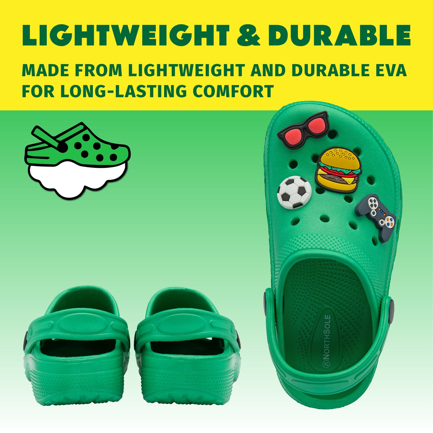 NorthSole Boys Clogs Childrens Sandals with Removable Charms Kids Beach Pool Shoes - My Little Legends