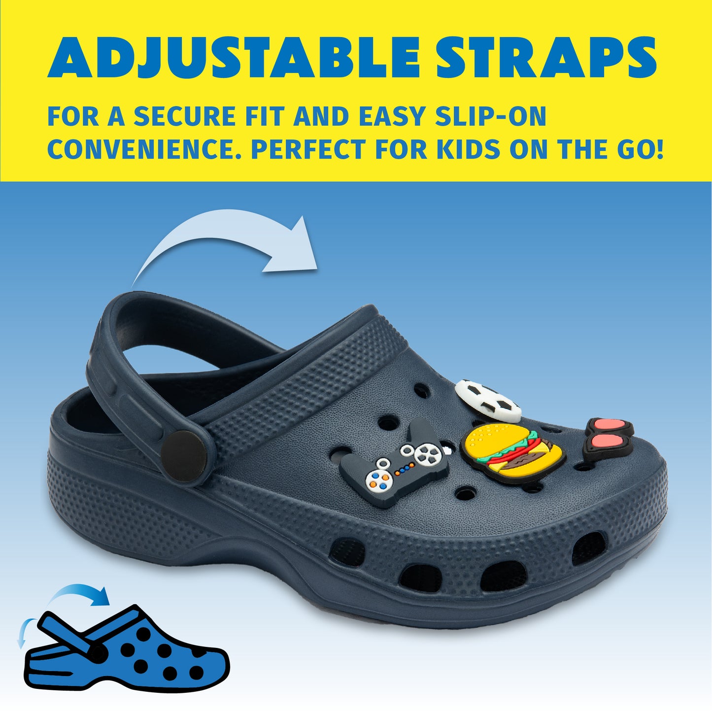 NorthSole Boys Clogs Childrens Sandals with Removable Charms Kids Beach Pool Shoes - My Little Legends