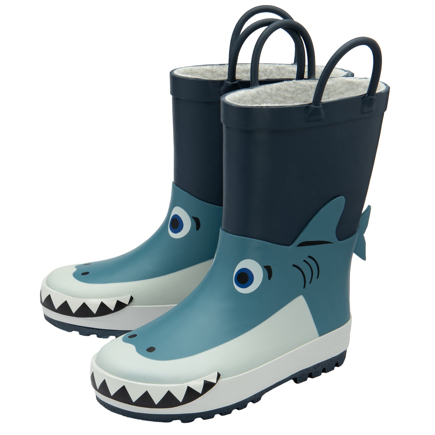 NorthSole Kids Wellies Boys & Girls Childrens Rubber Wellington Boots With Easy Pull On Handles Fleece Lined - My Little Legends