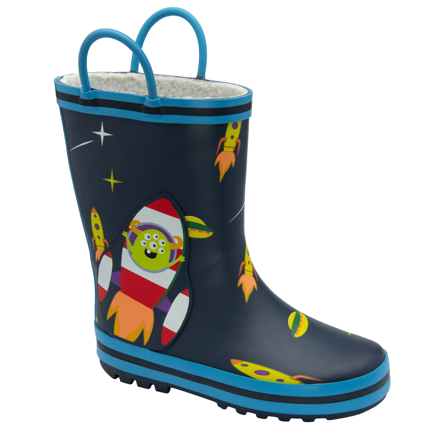 NorthSole Kids Wellies Boys & Girls Childrens Rubber Wellington Boots With Easy Pull On Handles Fleece Lined - My Little Legends