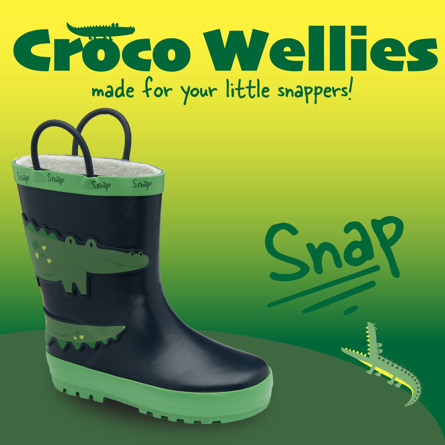 NorthSole Kids Wellies Boys & Girls Childrens Rubber Wellington Boots With Easy Pull On Handles Fleece Lined - My Little Legends