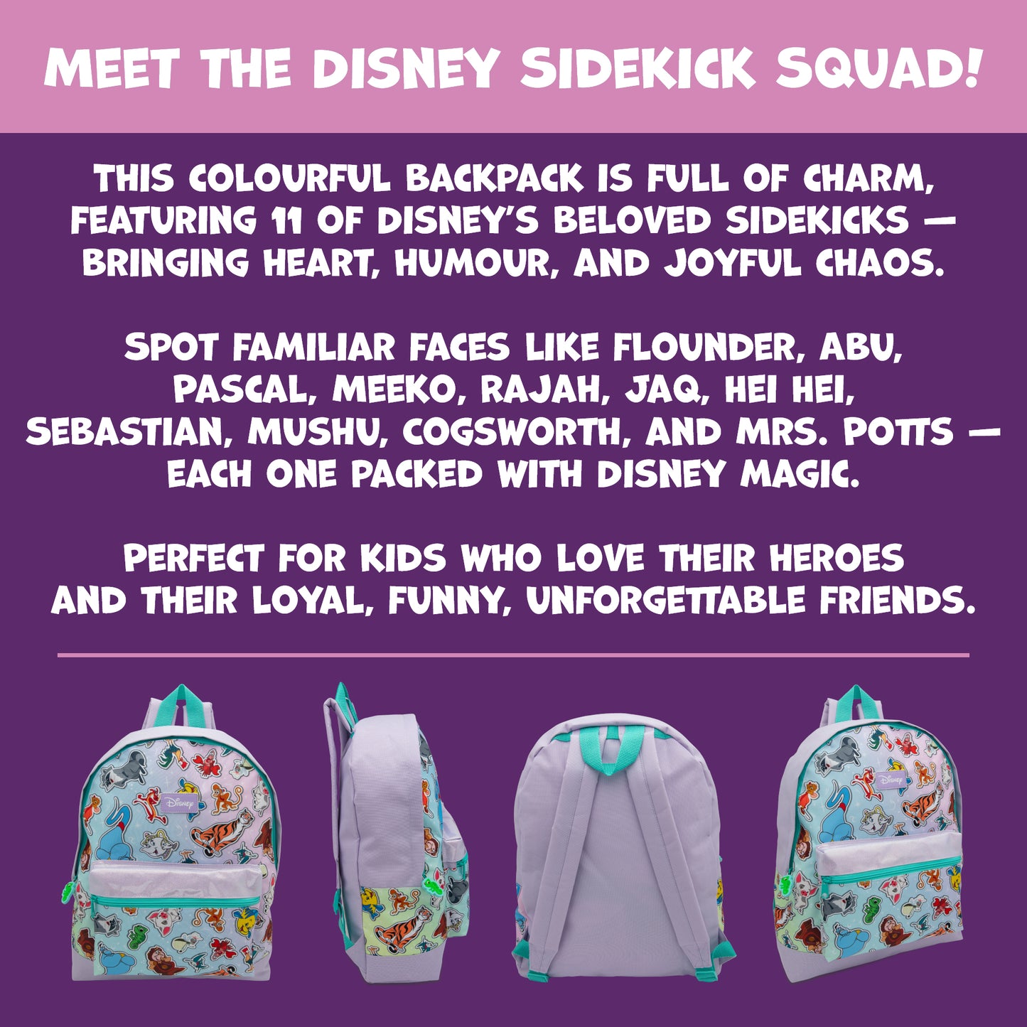 Disney Girls Backpack Kids School Bag Nursery Children’s Rucksack Lunch Book Bag Featuring Sidekick Characters - My Little Legends