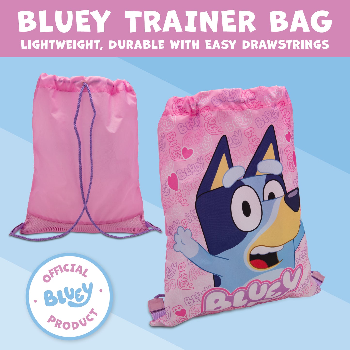 Bluey Drawstring Bag Kids PE Kit Gym Swim Sack Boys & Girls Childrens School Trainer School Backpack - My Little Legends