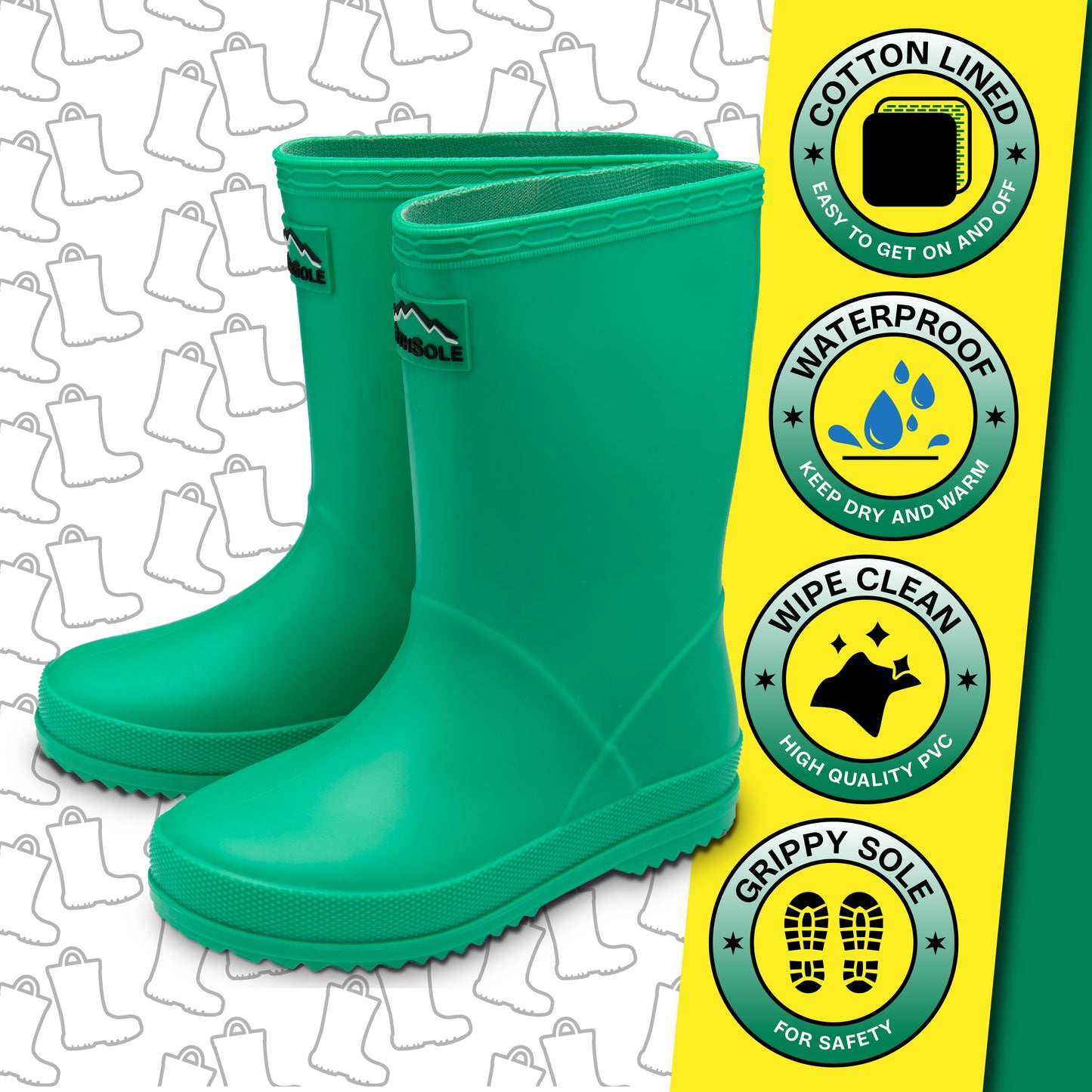NorthSole Kids Wellies Boys & Girls Wellington Boots Childrens Toddler Welly Sizes 6-2 - My Little Legends