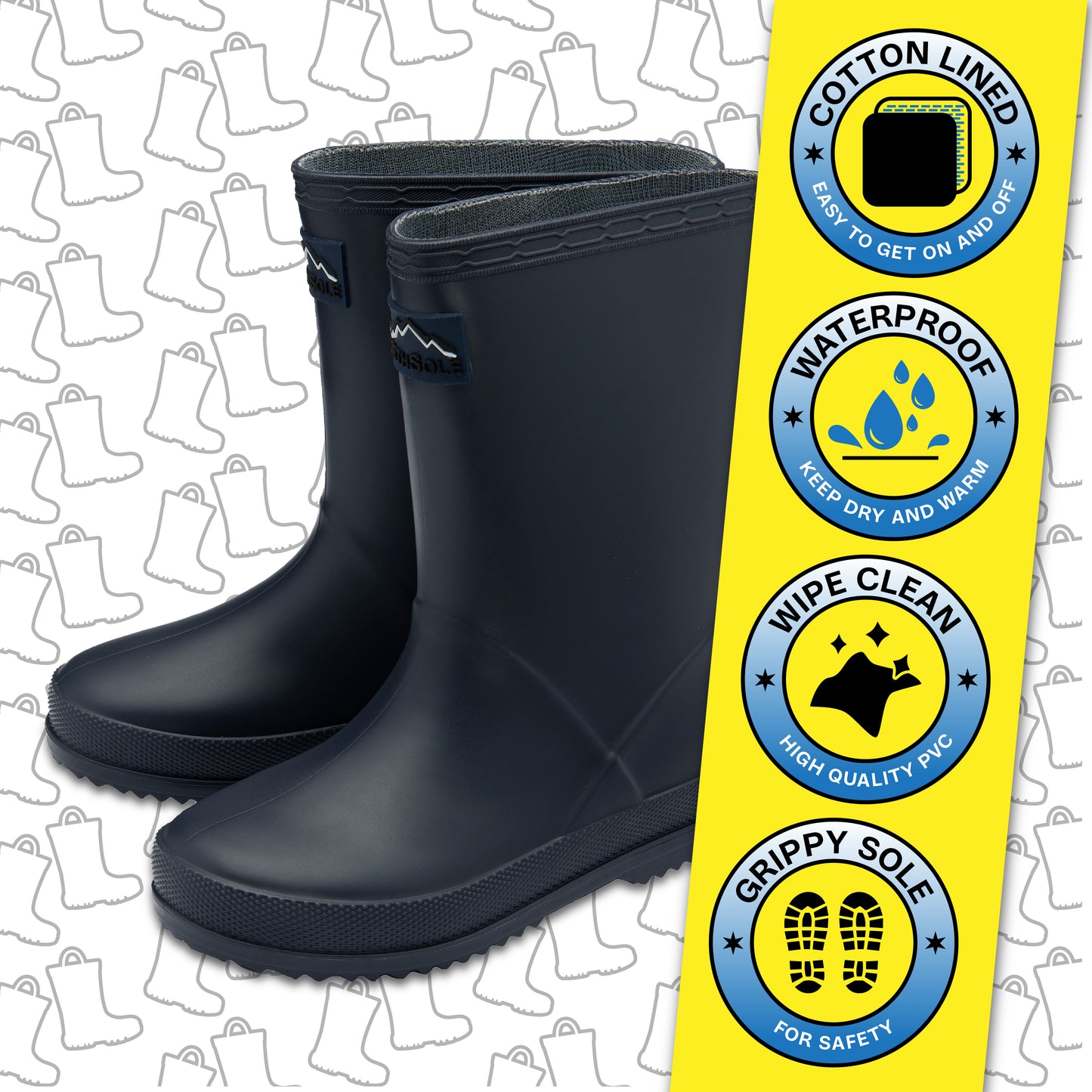 NorthSole Kids Wellies Boys & Girls Wellington Boots Childrens Toddler Welly Sizes 6-2 - My Little Legends