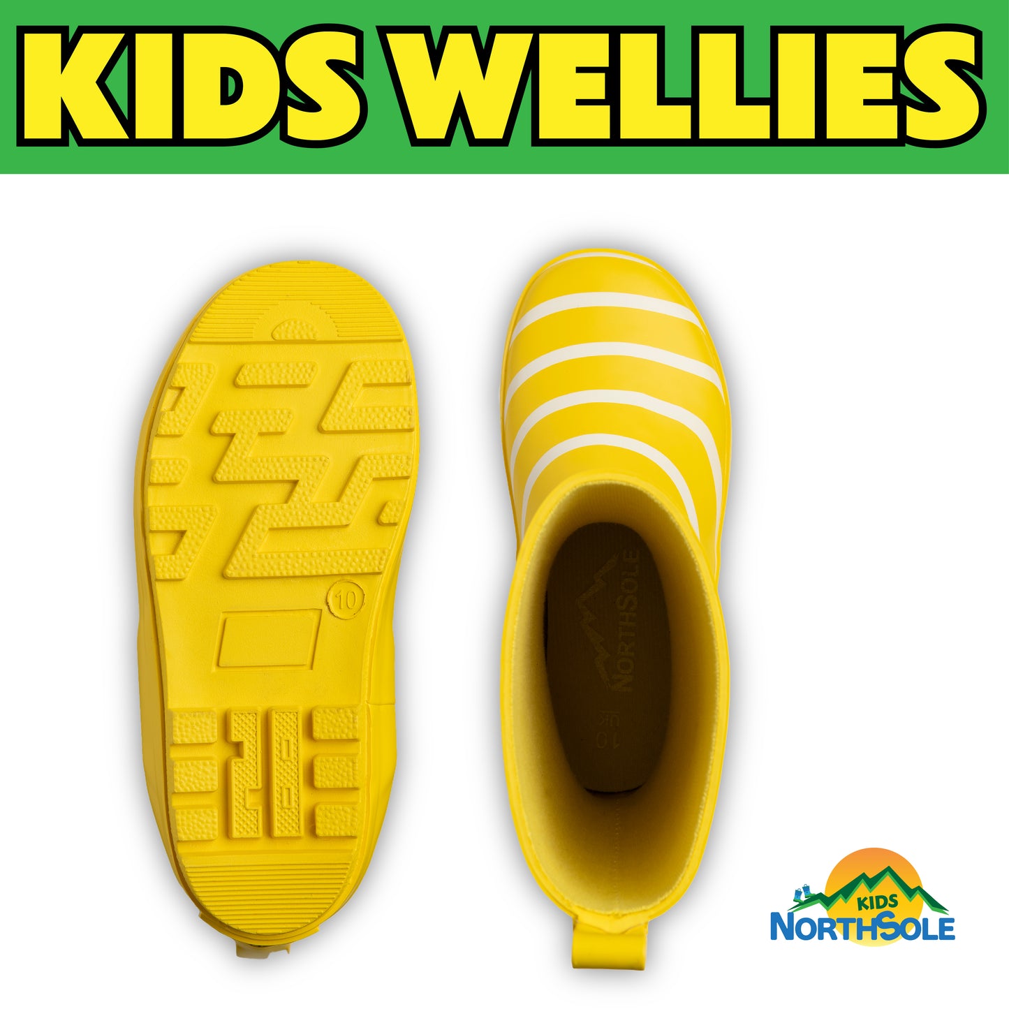 NorthSole Kids Wellies Striped Rubber Wellington Boots Boys & Girls Childrens Welly Sizes 9-2 - My Little Legends