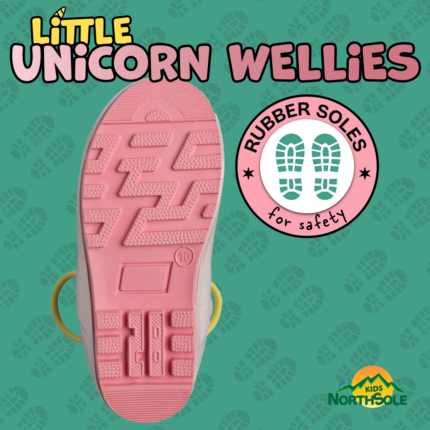 NorthSole Kids Wellies Boys & Girls Childrens Rubber Wellington Boots With Easy Pull On Handles Fleece Lined - My Little Legends