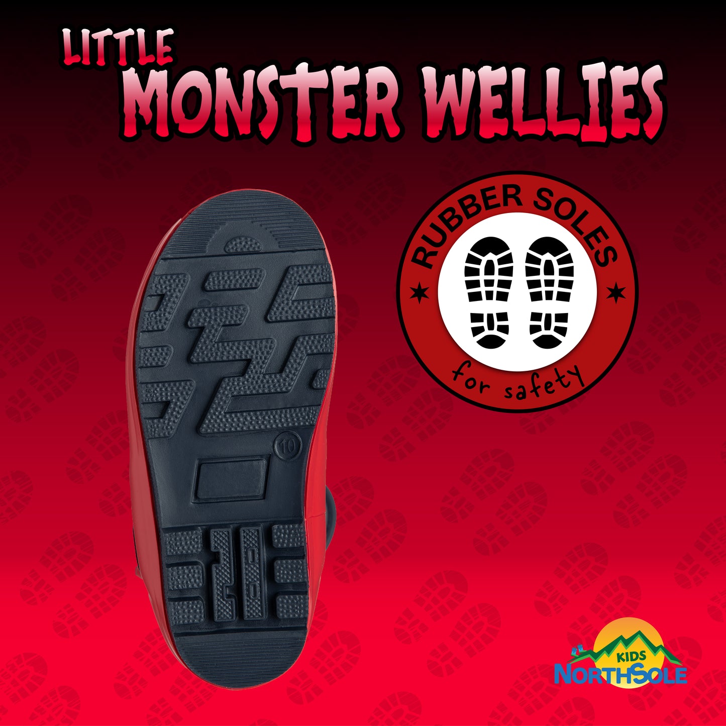 NorthSole Kids Wellies Boys & Girls Childrens Rubber Wellington Boots With Easy Pull On Handles Fleece Lined - My Little Legends
