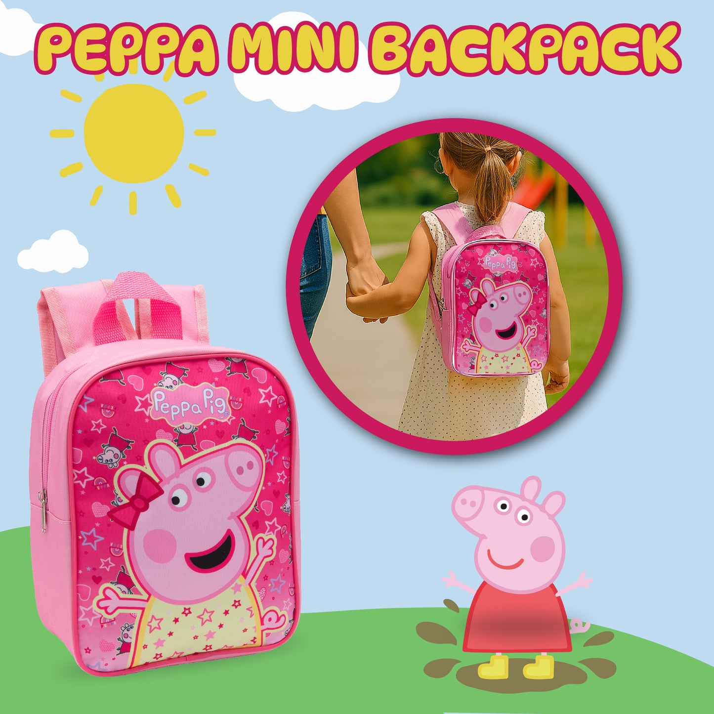 Peppa Pig Kids Backpack Preschool Bag Toddlers Girls Mini Nursery Rucksack - Ages 1-3 years - Pink - My Little Legends