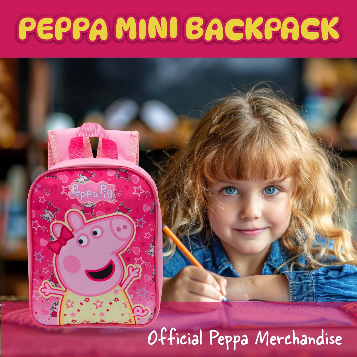 Peppa Pig Kids Backpack Preschool Bag Toddlers Girls Mini Nursery Rucksack - Ages 1-3 years - Pink - My Little Legends