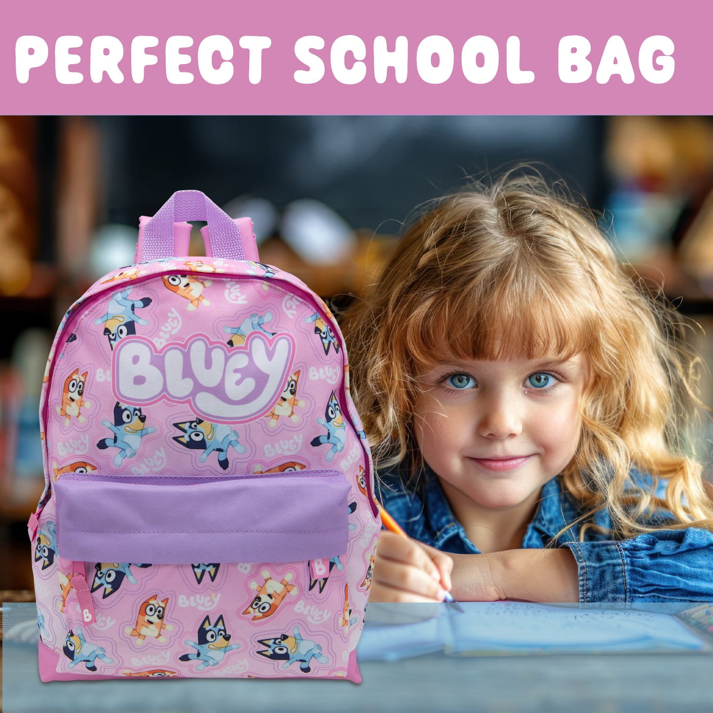 Bluey & Bingo Kids Backpack Preschool Childrens Bag Boys & Girls Nursery Rucksack With Front Pocket - My Little Legends