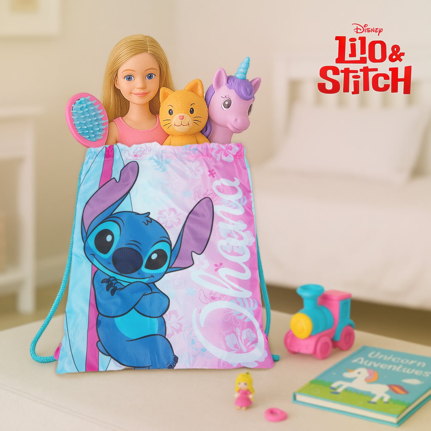 Disney Lilo & Stitch Drawstring Bag Kids PE Kit Gym Swim Bag Girls School Trainer Childrens Travel - My Little Legends
