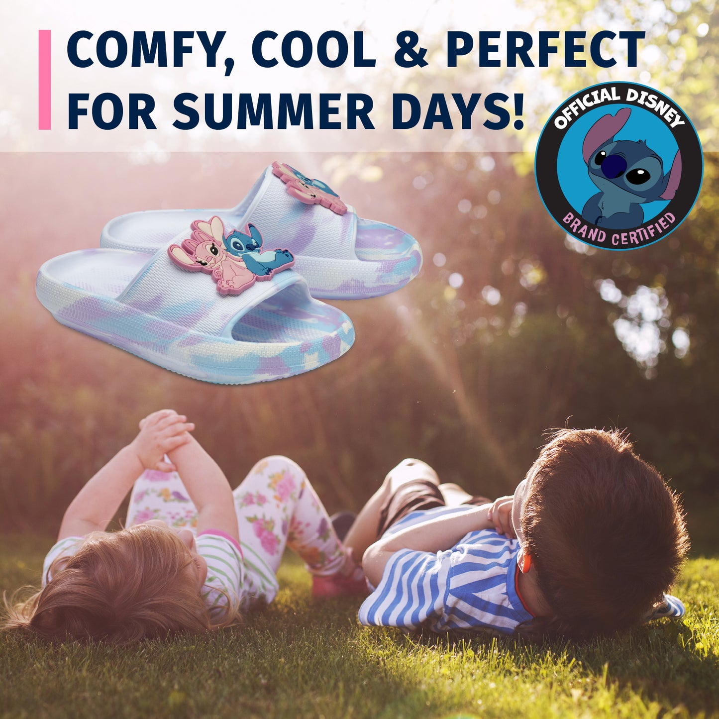 Disney Stitch Girls Sliders Kids Sandals Beach Or Pool Shoes For Children - My Little Legends