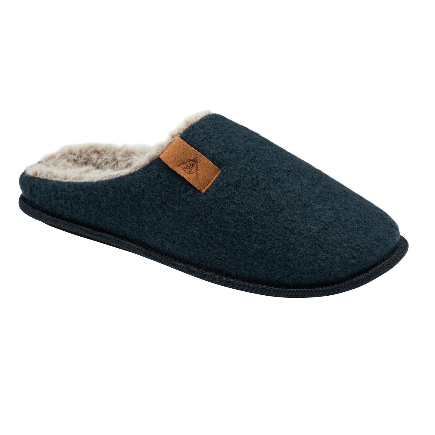 Dunlop Mens Slippers Slip On Felt Mule Comfy House Shoes Faux Fur Lined Memory Foam Sizes 7-12 - My Little Legends