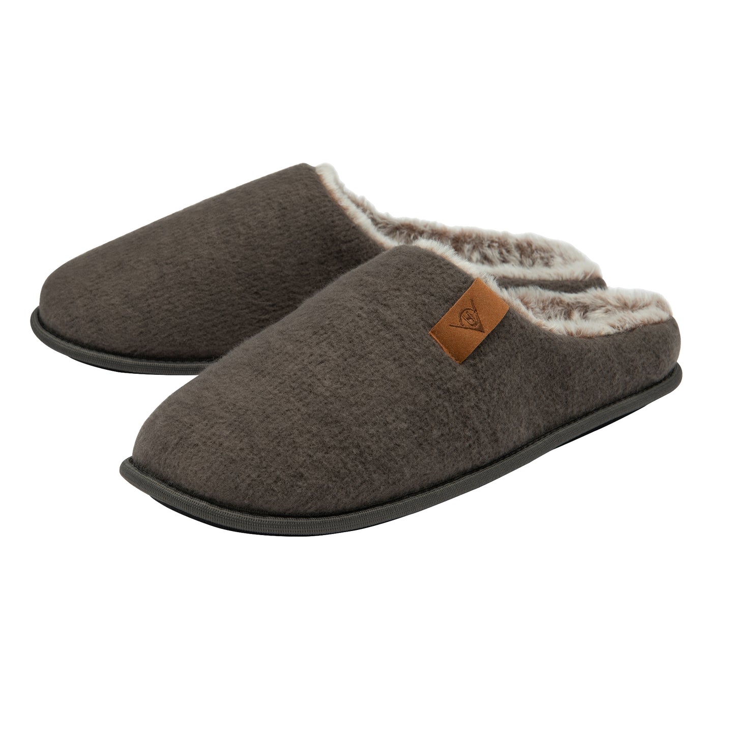 Dunlop Mens Slippers Slip On Felt Mule Comfy House Shoes Faux Fur Lined Memory Foam Sizes 7-12 - My Little Legends