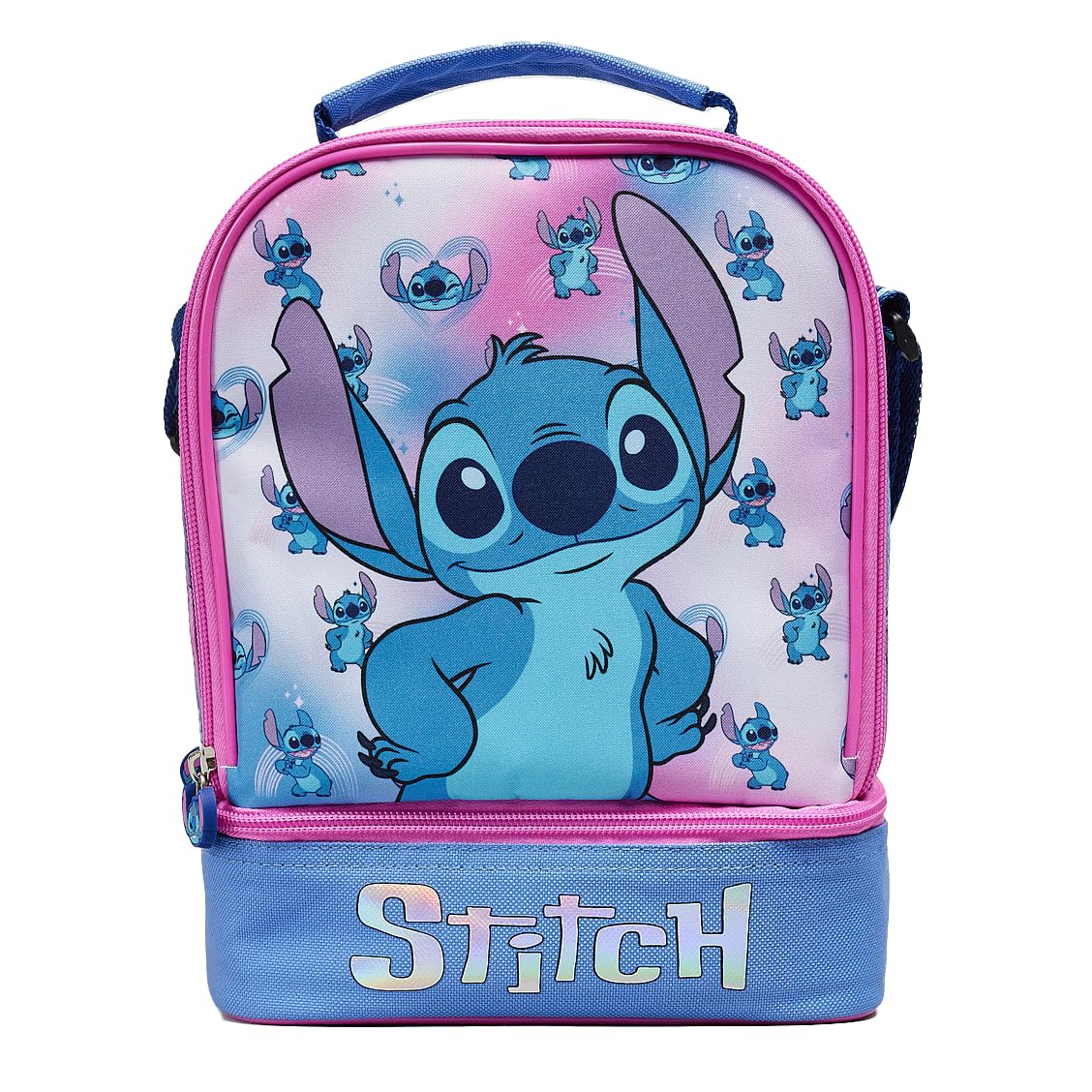 Disney Stitch Kids Lunch Bag with Insulated Lining Multi Compartment Portable Lunch Cooler Over Shoulder Bag - My Little Legends