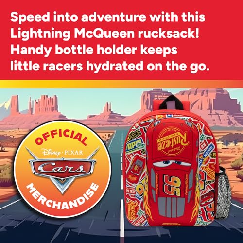 Disney Cars Backpack Kids Lightning McQueen School Bag Childrens Nursery Lunch Rucksack Red 95 - My Little Legends