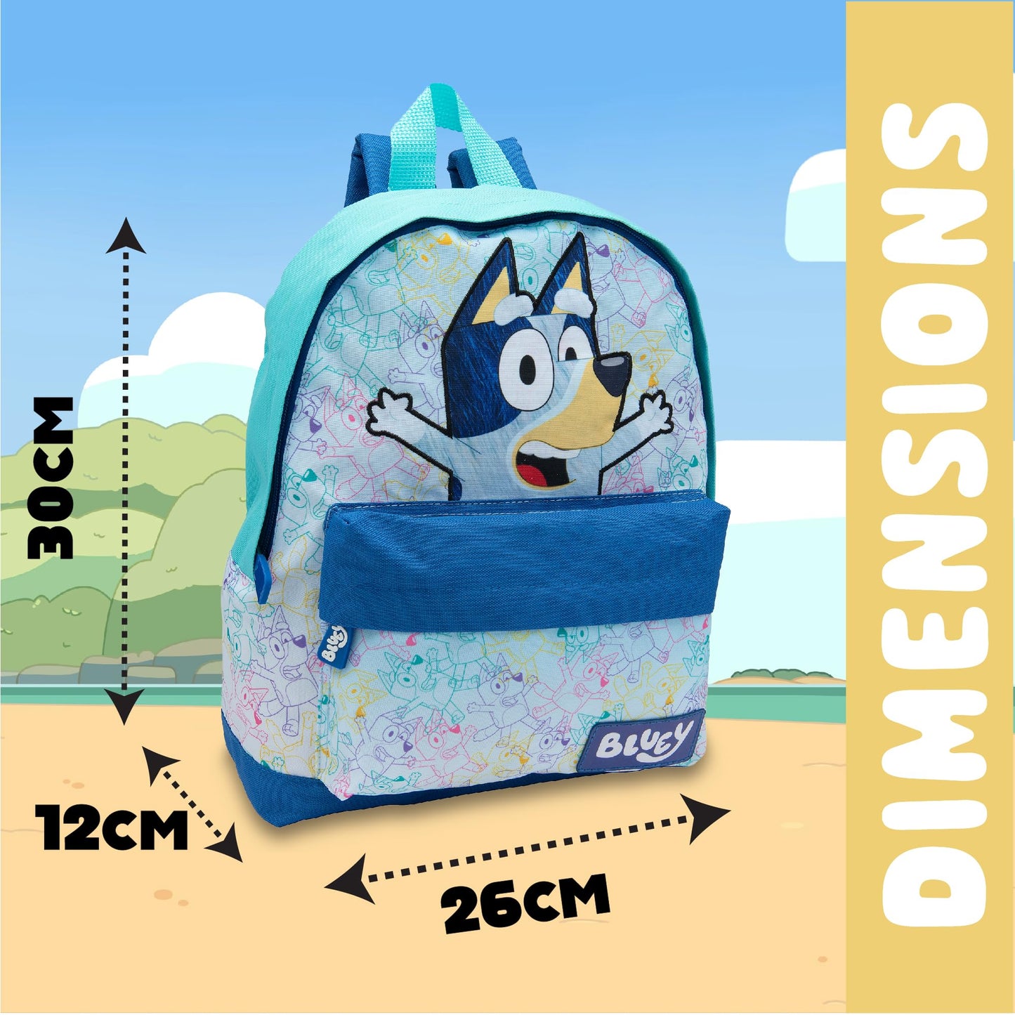 Bluey Kids Backpack Preschool Childrens Bag Boys & Girls Nursery Rucksack With Front Pocket - Blue - My Little Legends