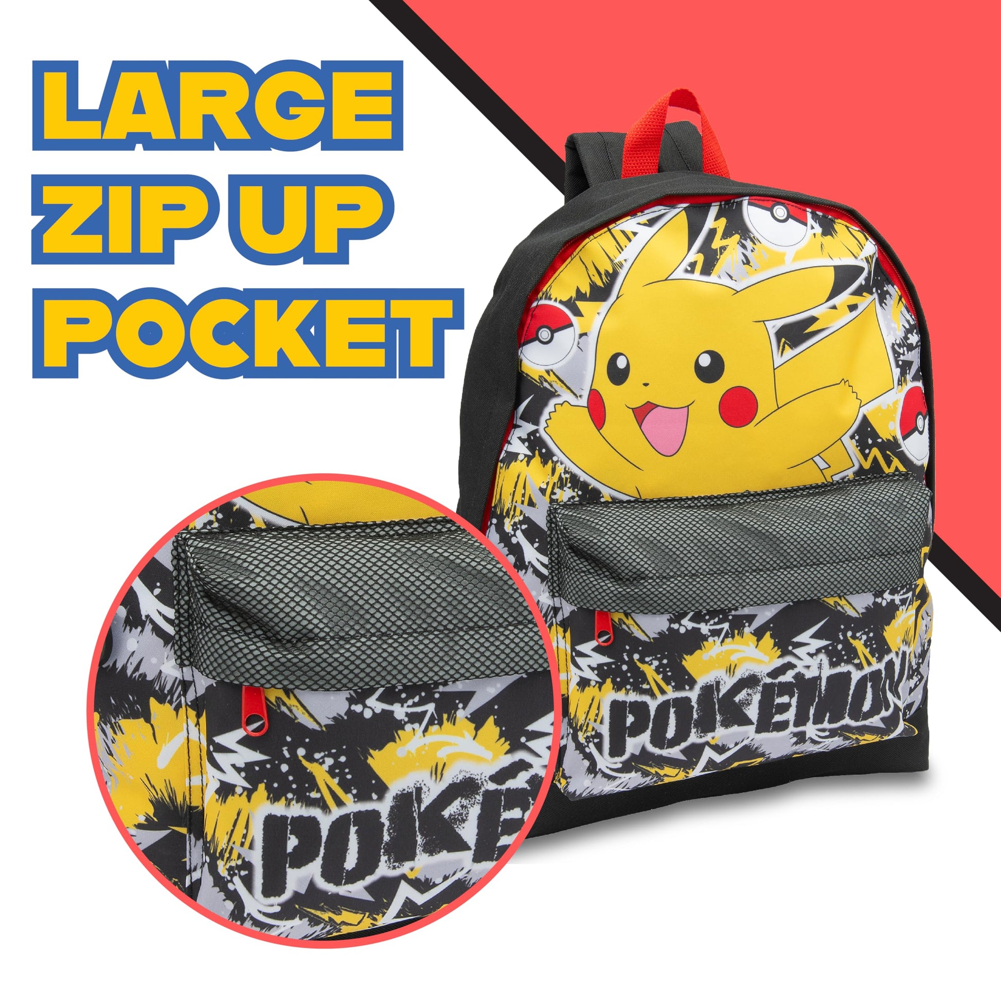 Pokemon Backpack Kids School Bag Childrens Rucksack Girls & Boys Pikachu Print Black - My Little Legends