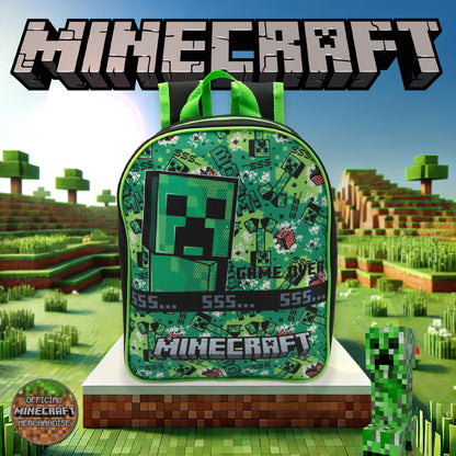 Minecraft Kids Backpack Childrens School Bag with Creeper & TNT Design Print Boys Nursery Rucksack - My Little Legends