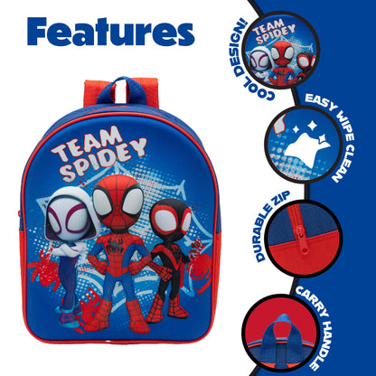 Marvel Spidey And His Amazing Friends Kids 3D Backpack Spiderman Childrens School Bag - My Little Legends