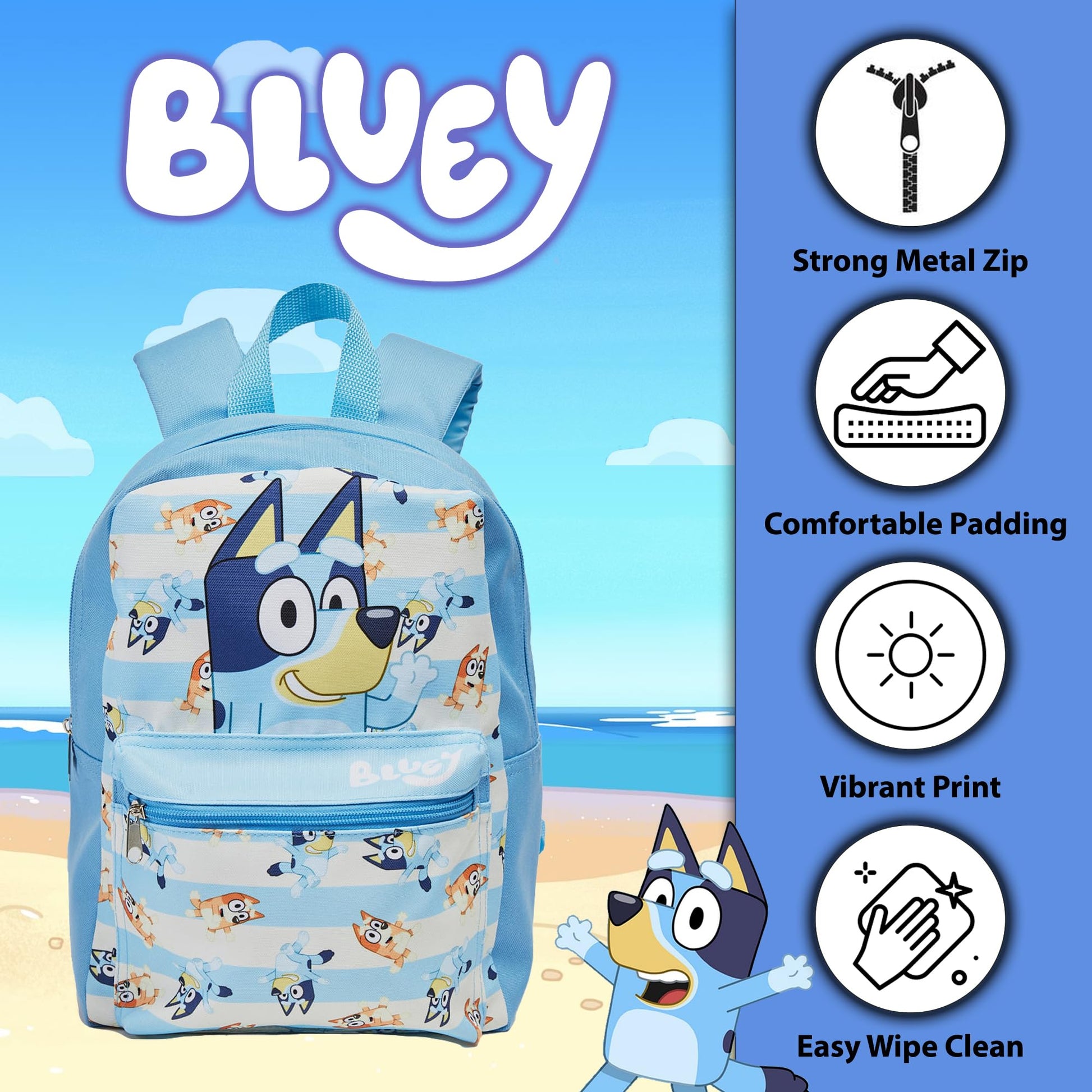 Bluey & Bingo Kids Backpack Lunch Bag Pencil Case & Water Bottle Set Childrens Nursery Rucksack - My Little Legends