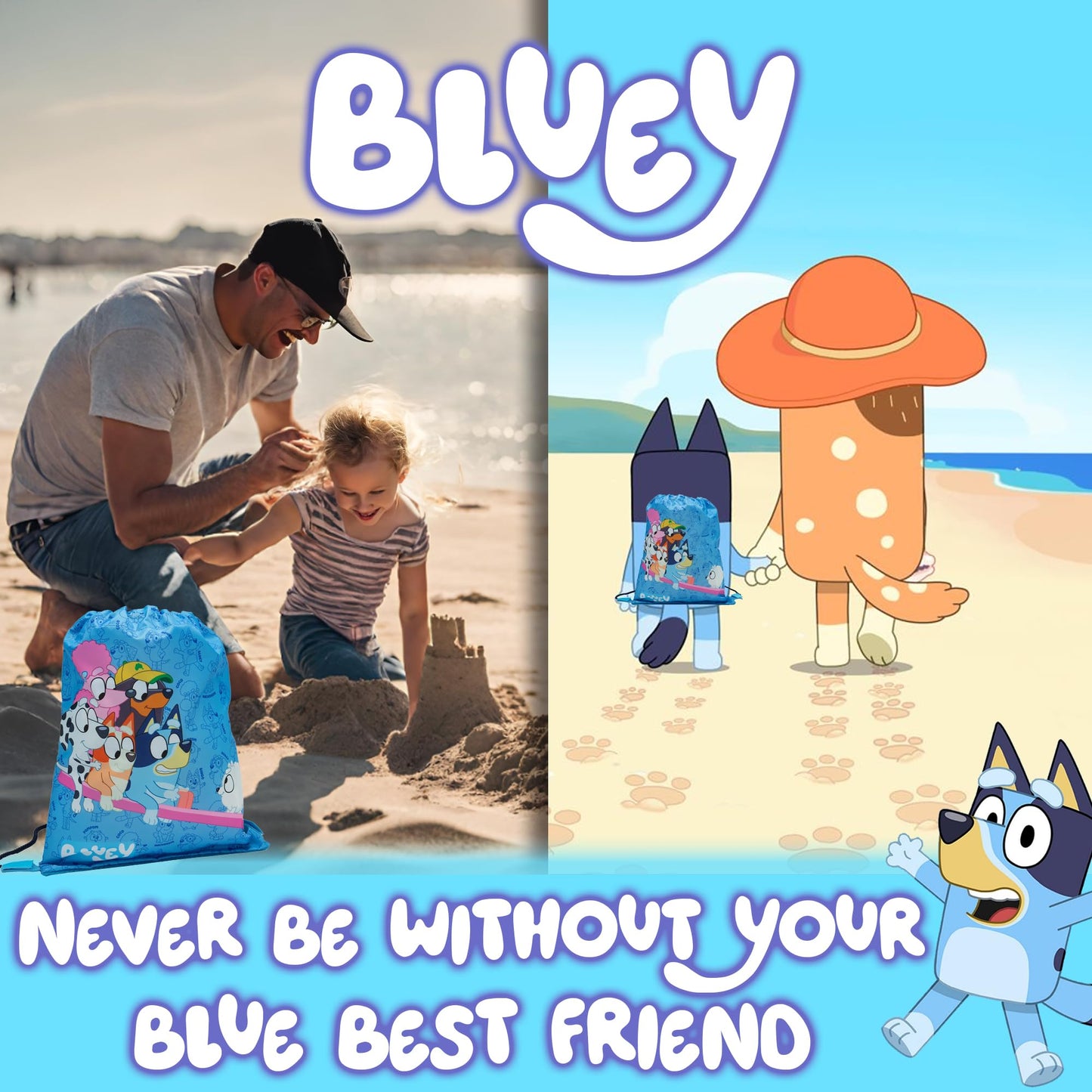 Bluey & Friends Drawstring Bag Kids PE Kit Gym Swim Bag For Boys & Girls School Trainer School Backpack - My Little Legends