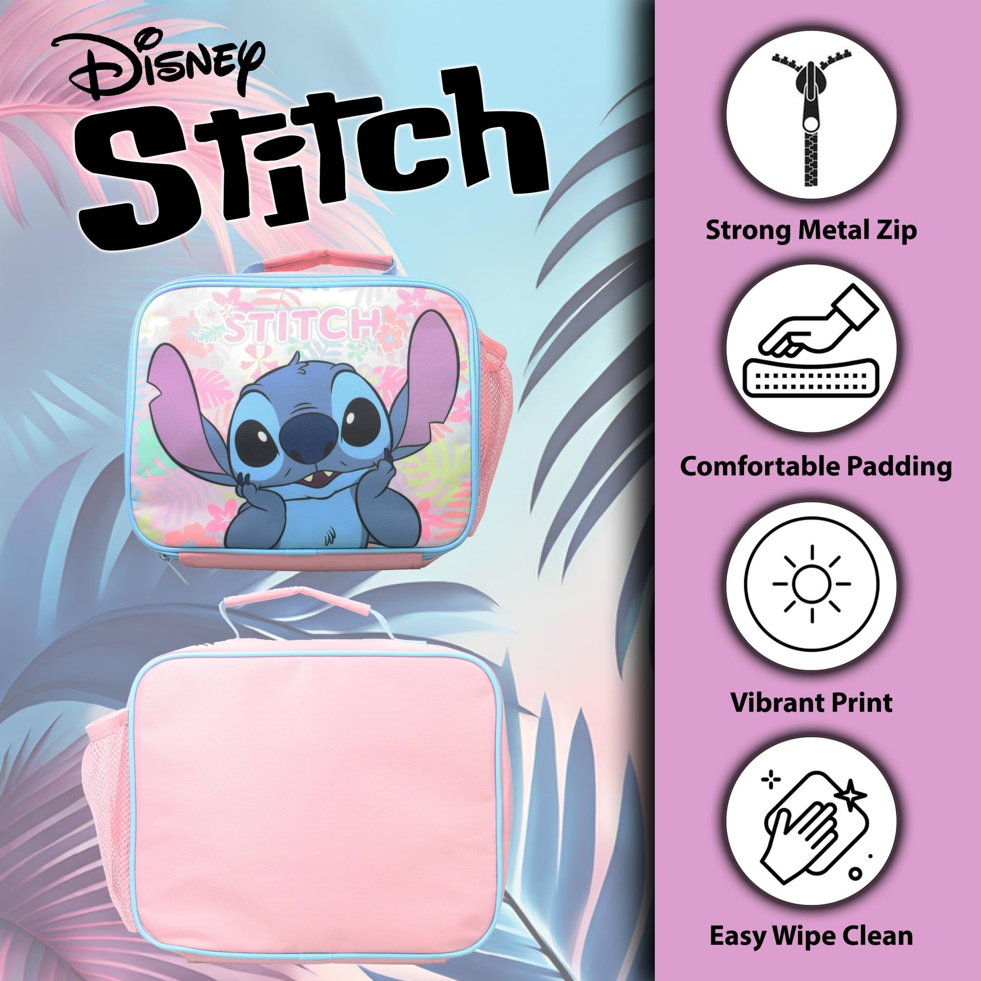 Disney Stitch Kids Lunch Bag with Insulated Lining Portable Lunch Box Cooler Bag - My Little Legends