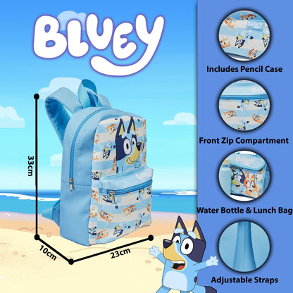 Bluey & Bingo Kids Backpack Lunch Bag Pencil Case & Water Bottle Set Childrens Nursery Rucksack - My Little Legends