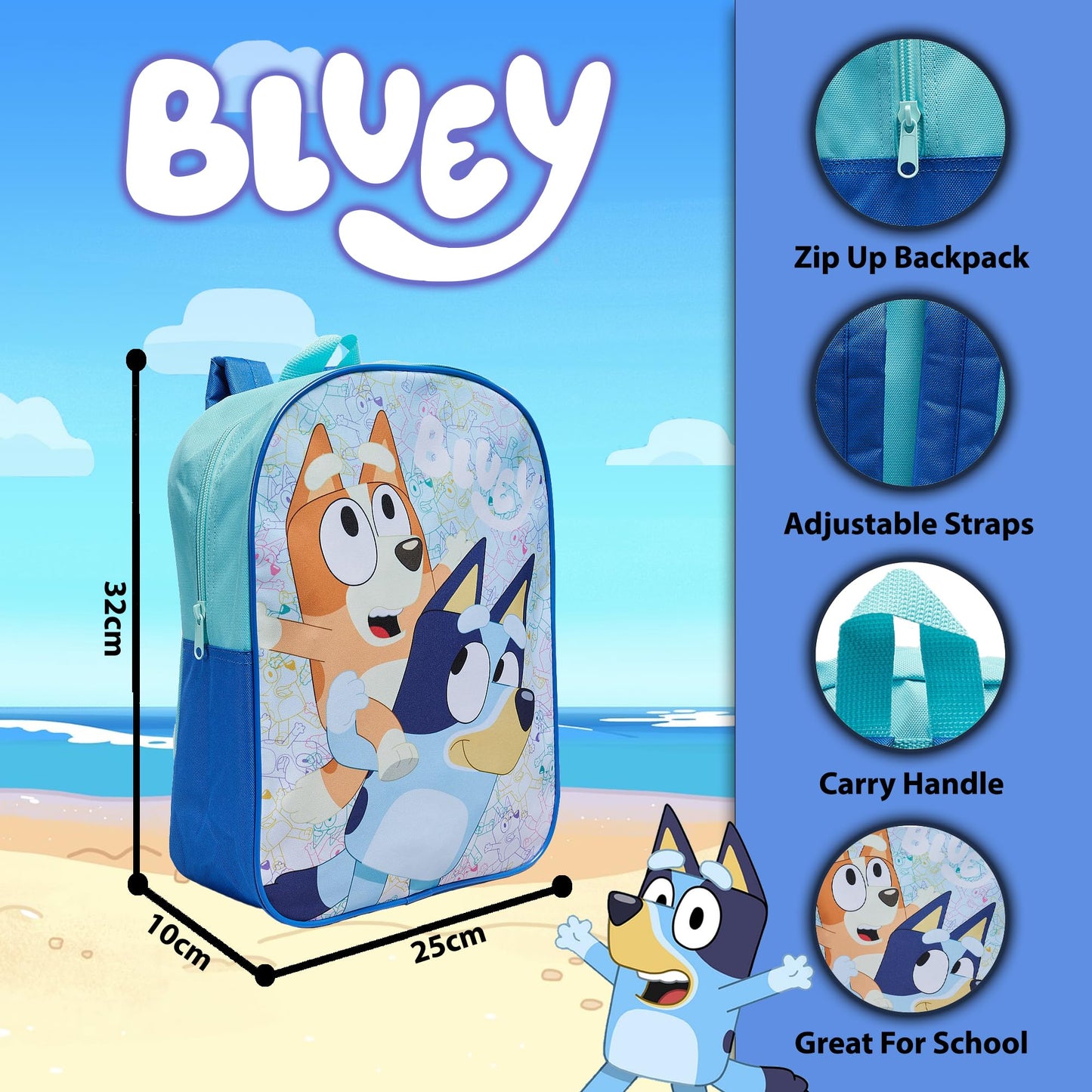 Bluey & Bingo Backpack Kids School Bag Childrens Boys & Girls Nursery Rucksack - My Little Legends