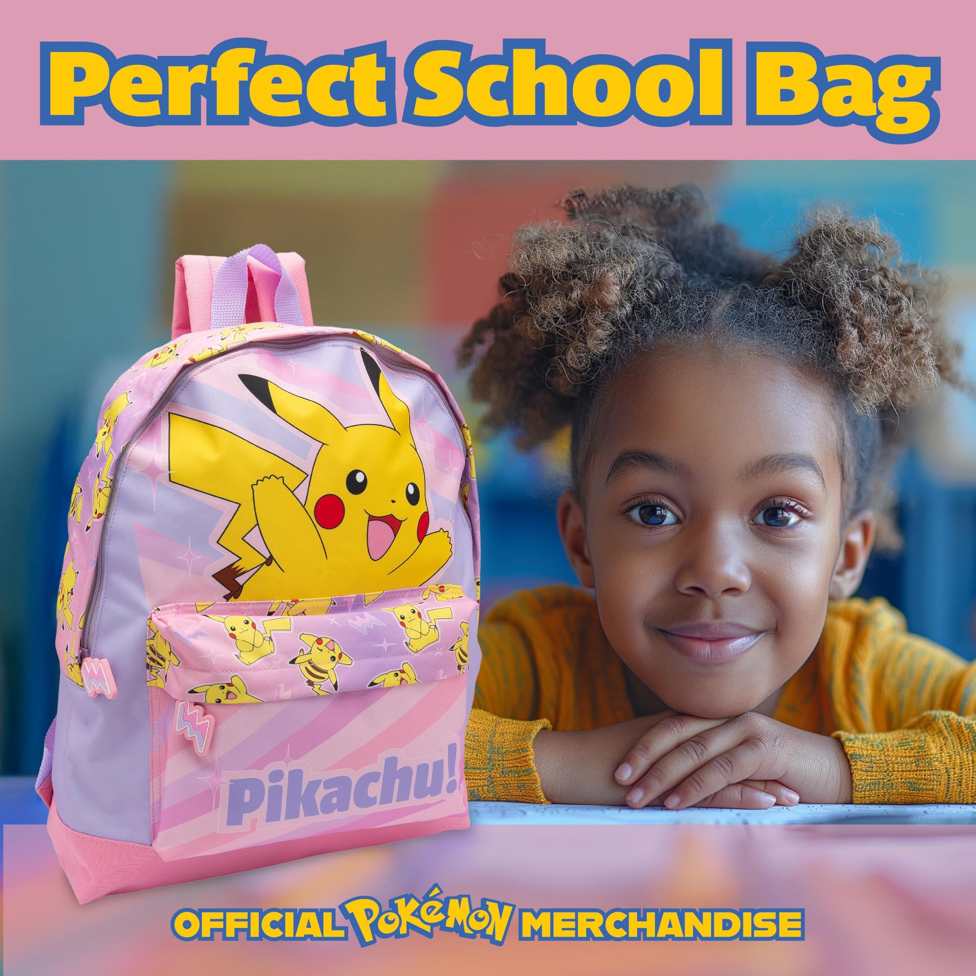 Pokemon Backpack Kids School Bag Childrens Rucksack Girls Pikachu Print Pink - My Little Legends