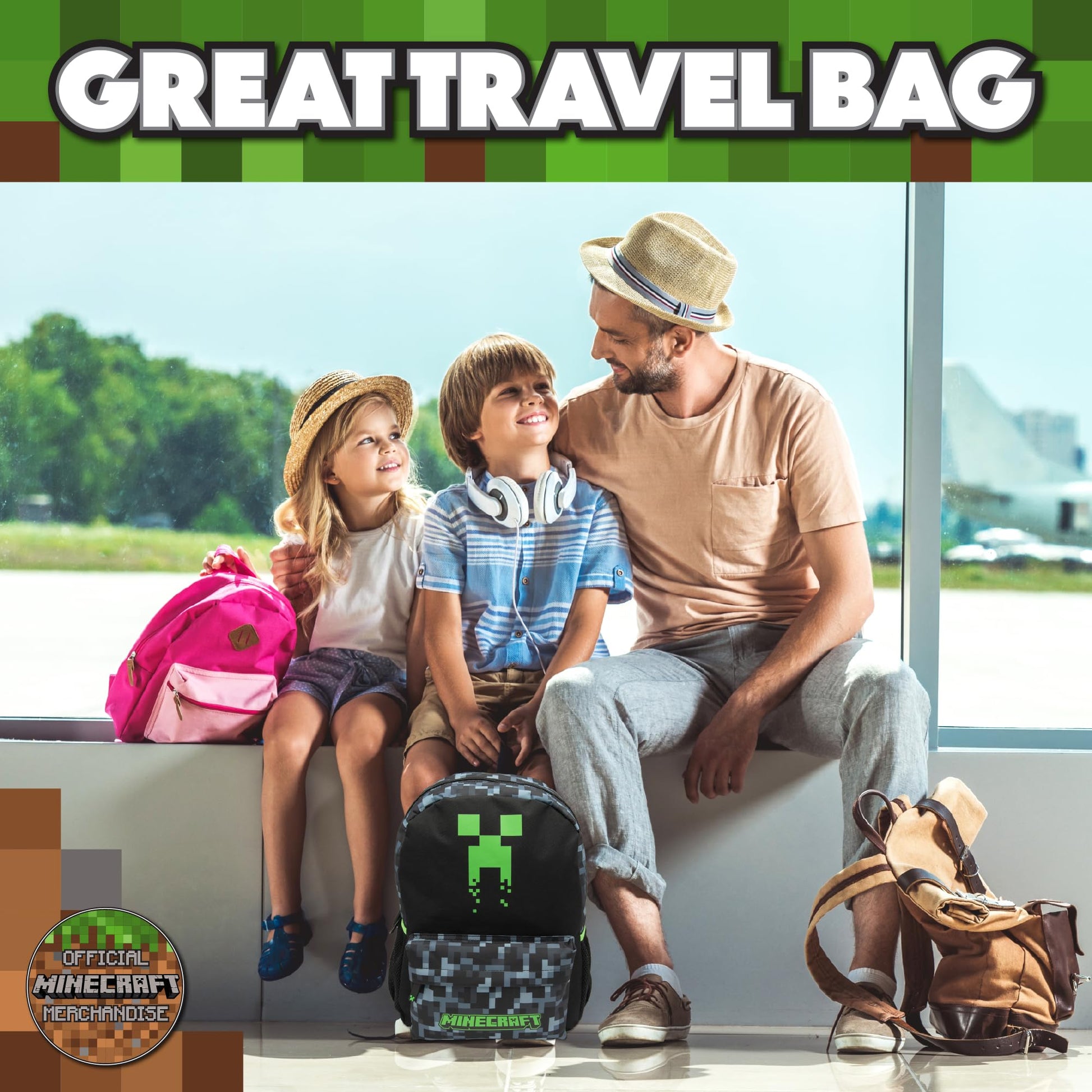 Minecraft Kids Backpack Childrens School Bag Boys Rucksack With Sad Creeper Face - My Little Legends