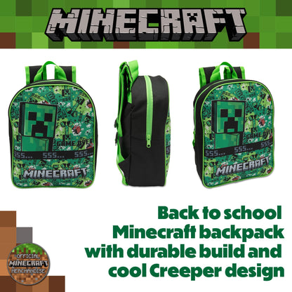 Minecraft Kids Backpack Childrens School Bag with Creeper & TNT Design Print Boys Nursery Rucksack - My Little Legends