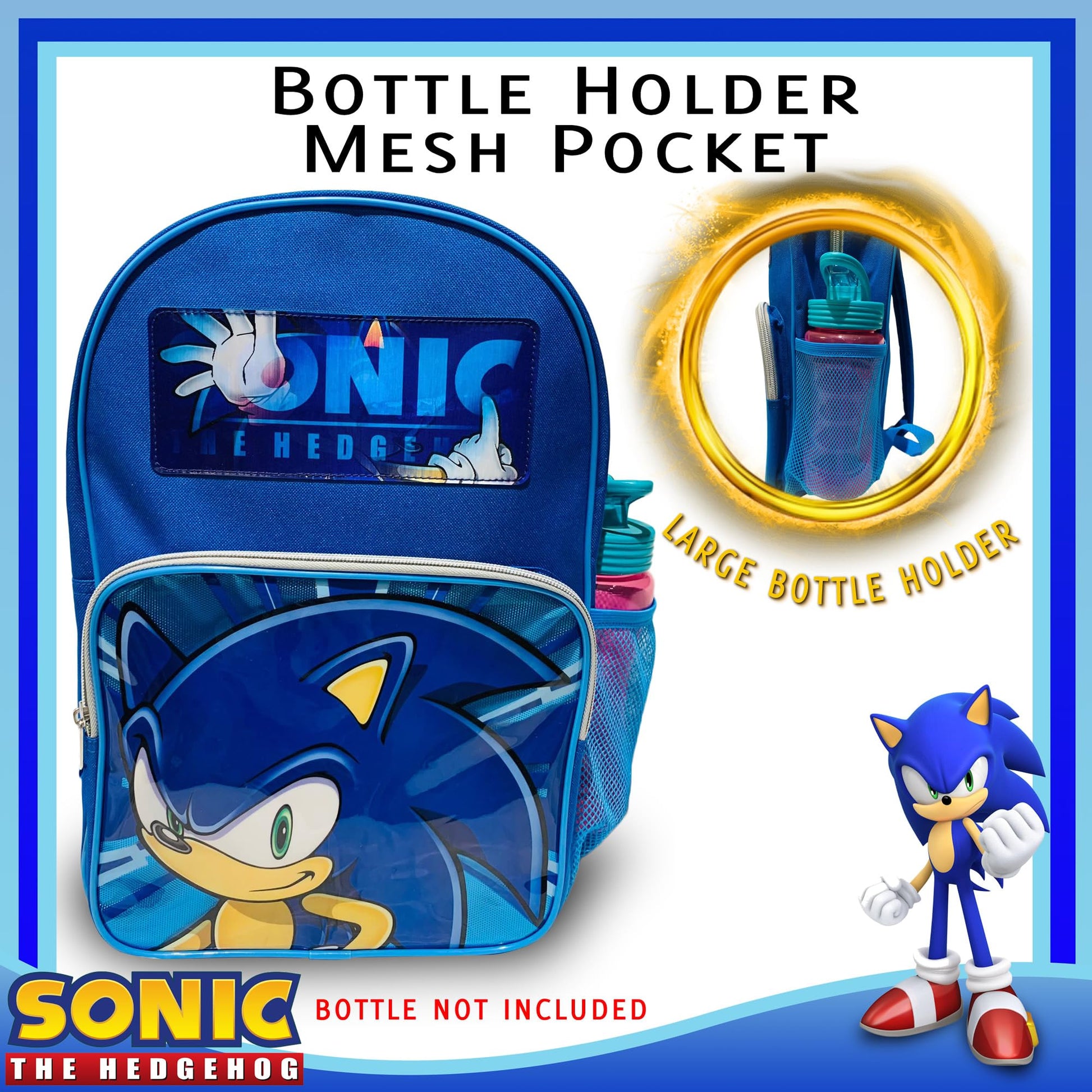 Sonic The Hedgehog Explosion Lenticular Backpack for School Large Travel Holiday Kids Bag Gift for Boys Girls, Blue - My Little Legends