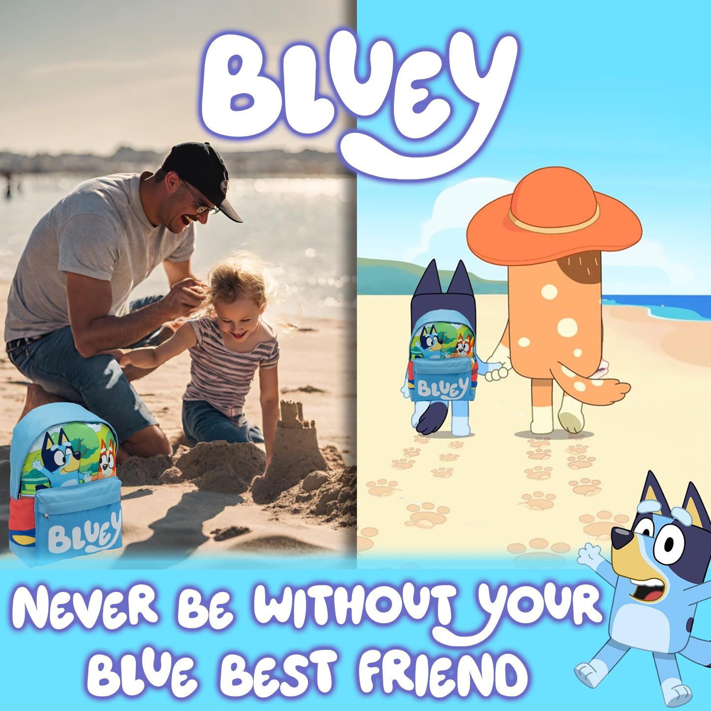 Bluey & Bingo Backpack Kids School Bag With Front Pocket Childrens Boys & Girls Nursery Rucksack - My Little Legends